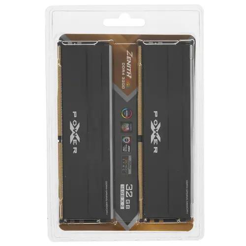 

Комплект памяти DDR4 DIMM 32Gb (2x16Gb), 3200MHz, CL16, 1.35V, Silicon Power, XPOWER Zenith RGB (SP032GXLZU320BDD) Retail, SP032GXLZU320BDD