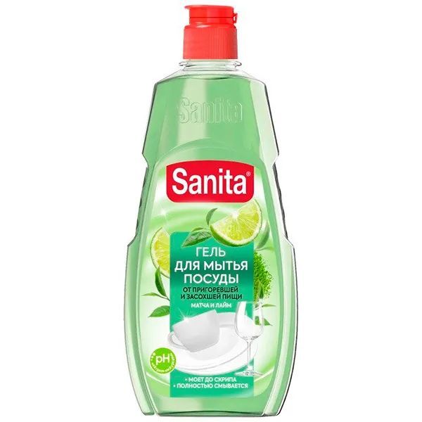 

Средство для мытья посуды Sanita , 450мл, жидкость, Матча и лайм (00001737), 0