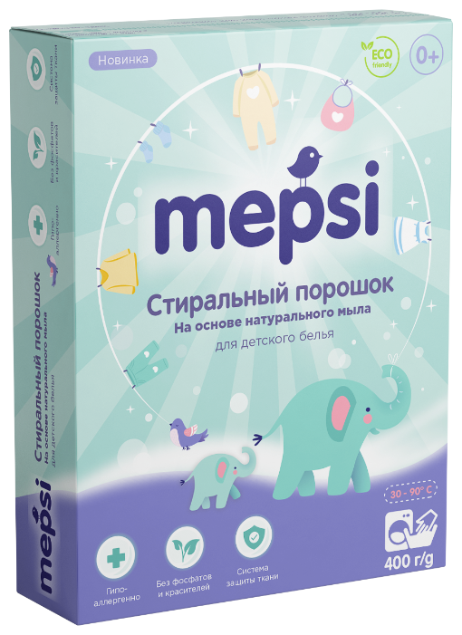 Стиральный порошок Mepsi на основе натурального мыла для детского белья, 400г