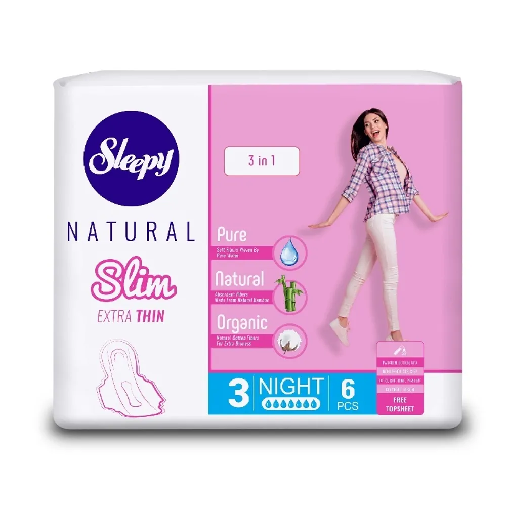 

Гигиенические прокладки Sleepy Natural Slim Night, 6шт. (00002109), Natural Slim Night