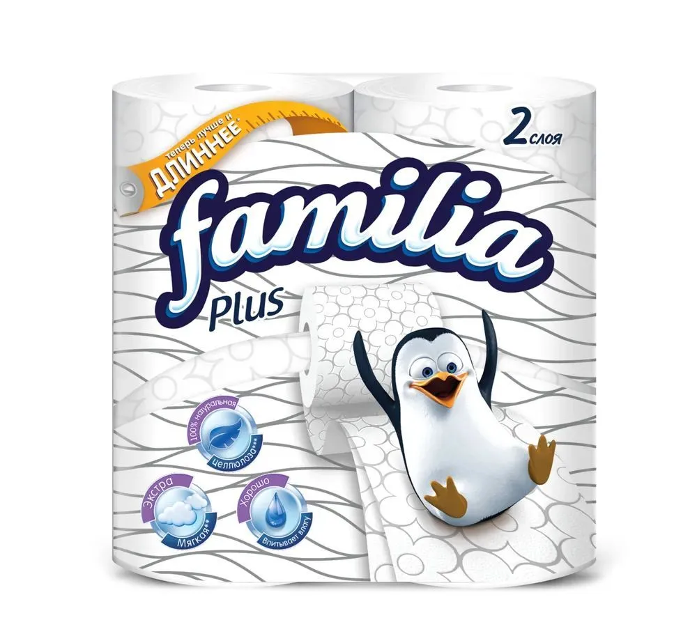 

Бумага туалетная Familia Plus, слоев: 2, длина 20м, белый, 4шт, 0