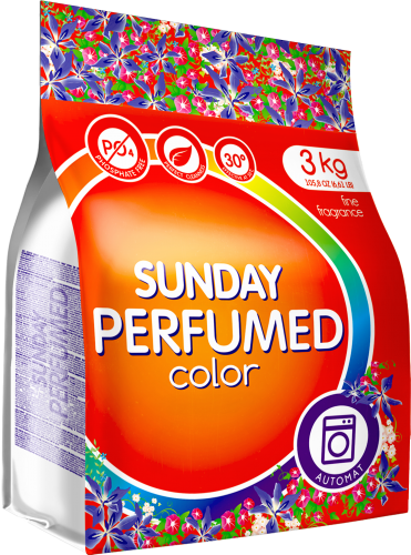 

Стиральный порошок Sunday Perfumed Color для цветного белья, парфюмированный, 3кг, Color