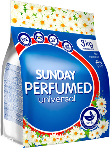 

Стиральный порошок Sunday Perfumed Universal универсальный, парфюмированный, 3кг, Universal