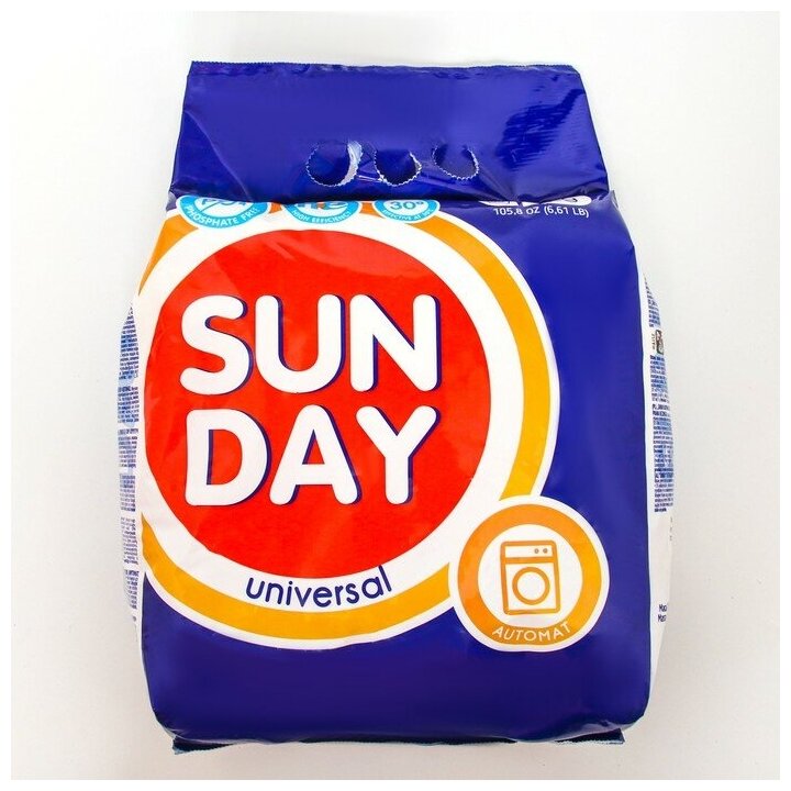 

Стиральный порошок Sunday Universal универсальный, 3кг, Universal