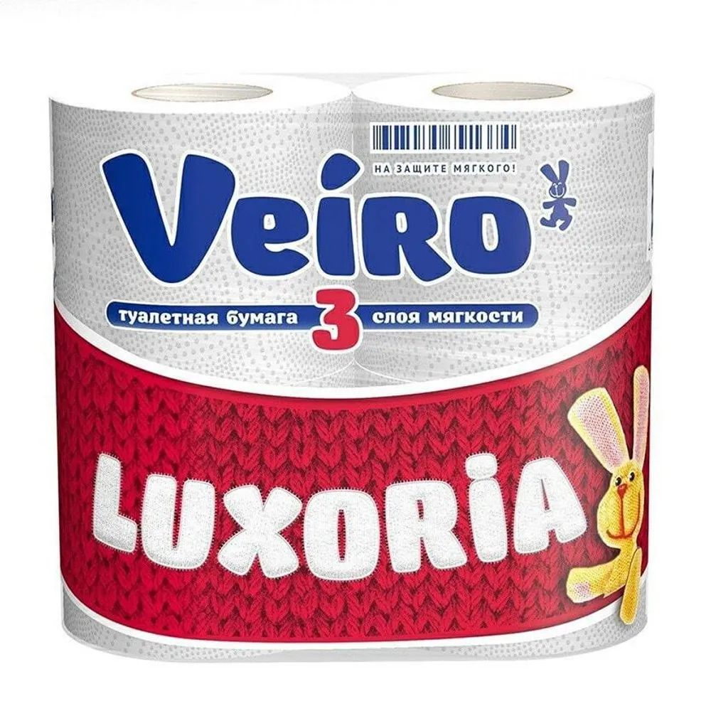 Бумага туалетная Veiro Luxoria, слоев: 3, белый, 4шт