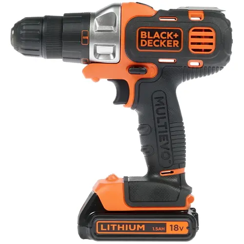 

Дрель-шуруповерт BLACK+DECKER MT218K 18V, аккумуляторный, 20.9 нм, 800 об/мин, 18V, 1.5 А·ч, Li-Ion, быстрозажимной патрон, кейс, 1.1 кг (MT218K-QW), MT218K 18V