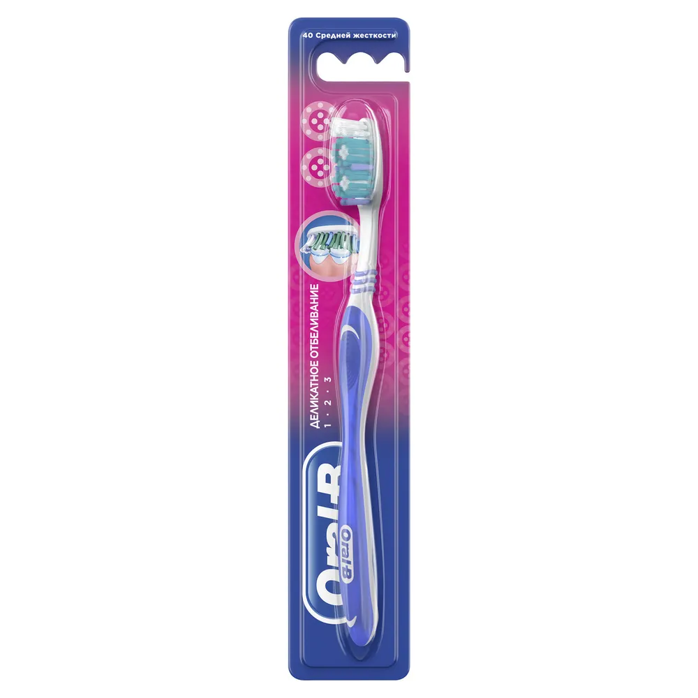 

Зубная щетка Oral-B 3-Effect Деликатное Отбеливание, средняя, белый/фиолетовый, Деликатное Отбеливание