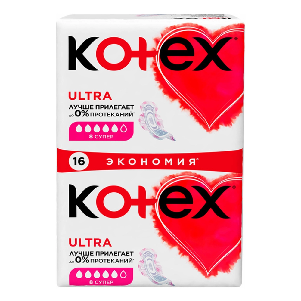 

Гигиенические прокладки Kotex Ultra Super, 16шт, Super