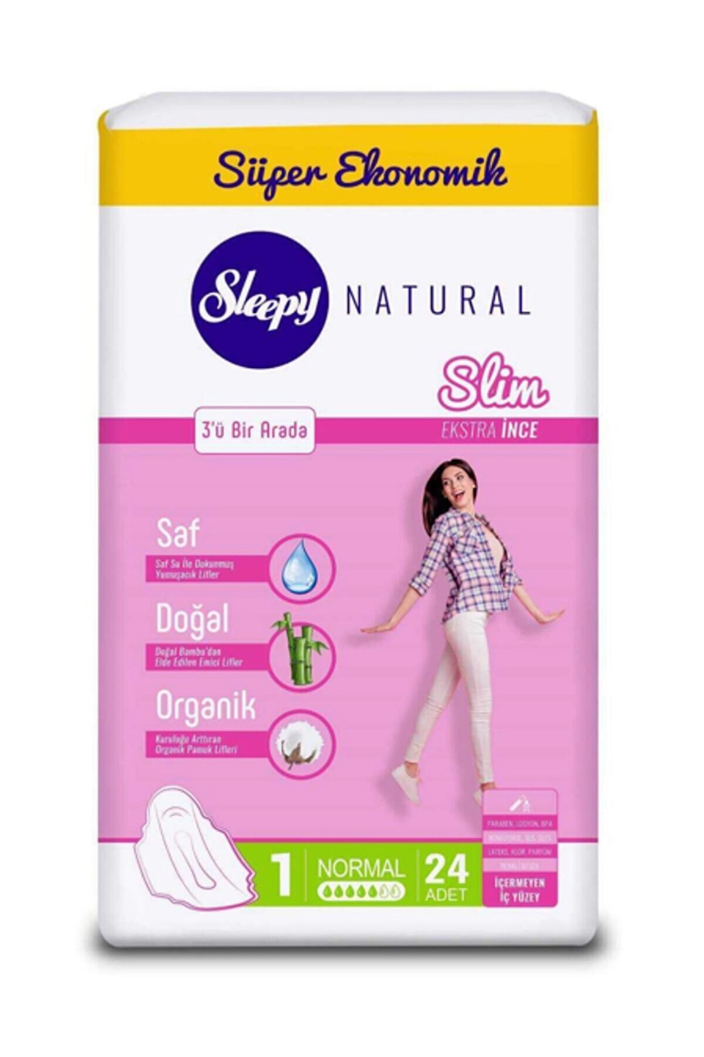 Гигиенические прокладки Sleepy Natural Slim Normal Duo, 24шт