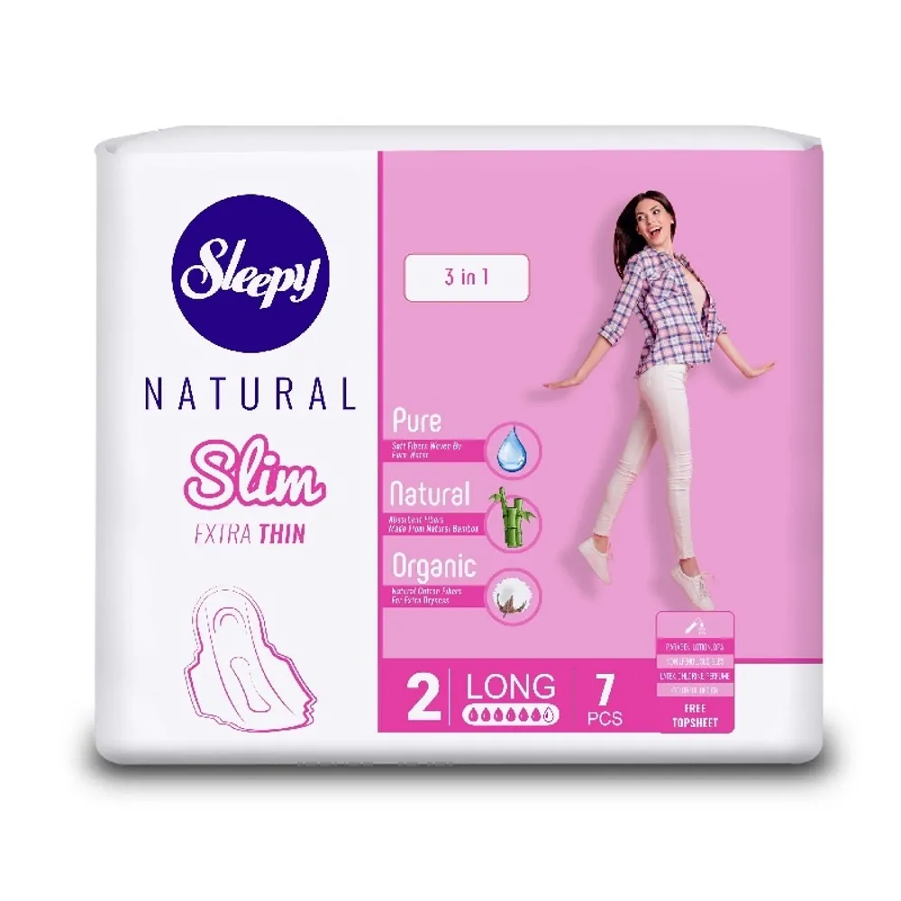 Гигиенические прокладки Sleepy Natural Slim Супер (long), 7 шт