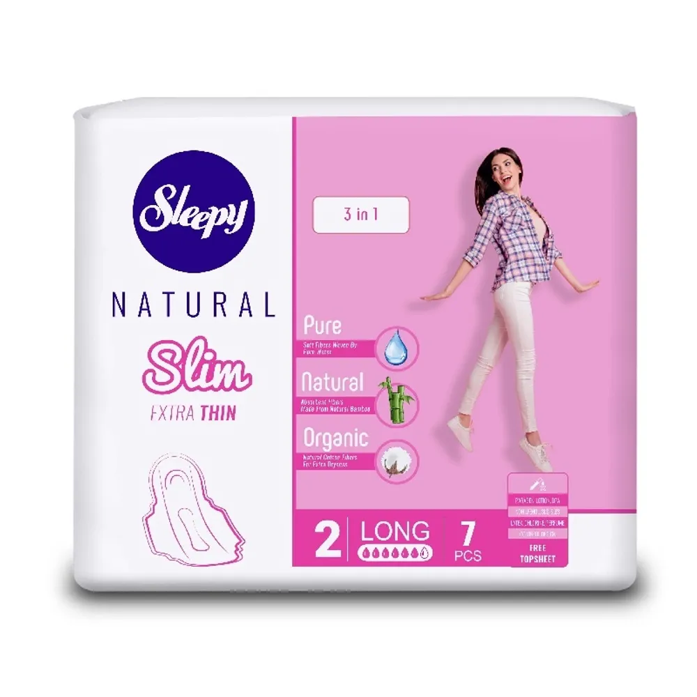 

Гигиенические прокладки Sleepy Natural Slim Супер (long), 7шт., Slim Супер (long)