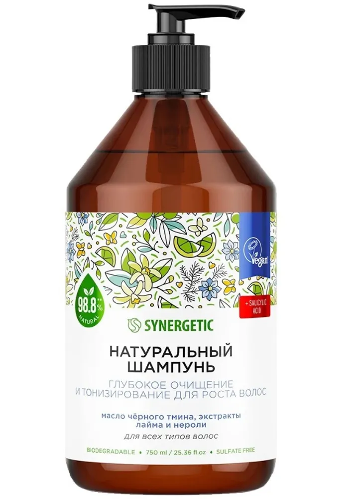 

Шампунь Synergetic Глубокое очищение и тонизирование для роста волос, 750мл