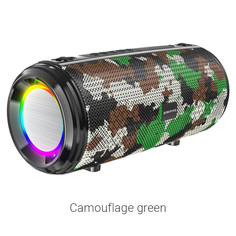 

Портативная акустика Borofone BR13 Young, 10 Вт, FM, AUX, USB, microSD, Bluetooth, подсветка, зеленый камуфляж, BR13 Young