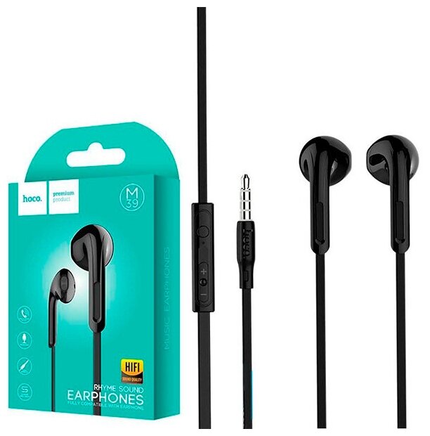 

Проводная гарнитура Hoco M93, Jack 3.5 мм., чёрный (6931474765222), M93