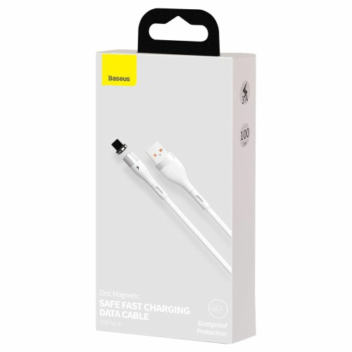 

Кабель USB 2.0(Am)-Lightning 8-pin(m), 2.4A, 1м, белый Baseus Zinc Magnetic (6953156229778), 0