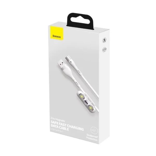 

Кабель USB 2.0(Am)-Lightning 8-pin(m)+Micro USB 2.0(Am)+USB 2.0 Type-C(m), 5A, 1м, белый Baseus Zinc Magnetic (6953156229655), 0