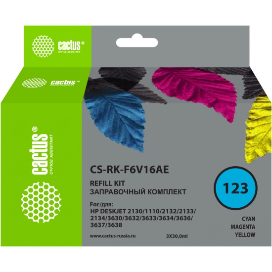 

Картридж струйный Cactus CS-F6V16AE (№123/F6V16AE), многоцветный, совместимый, 4 мл, для HP DJ 2130