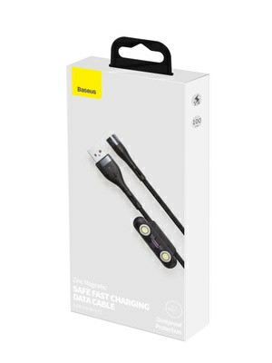 

Кабель USB 2.0(Am)-Lightning 8-pin(m)+Micro USB 2.0(Am)+USB 2.0 Type-C(m), 5A, 1м, черный Baseus Zinc Magnetic (6953156229679), 0