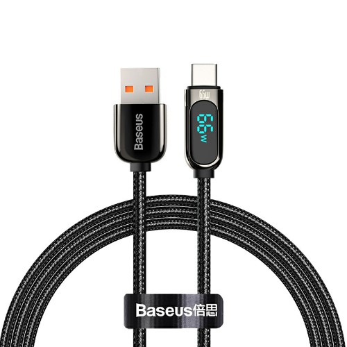 Кабель USB-USB Type-C, 3A быстрая зарядка, 1м, черный Baseus Display (6932172600563)