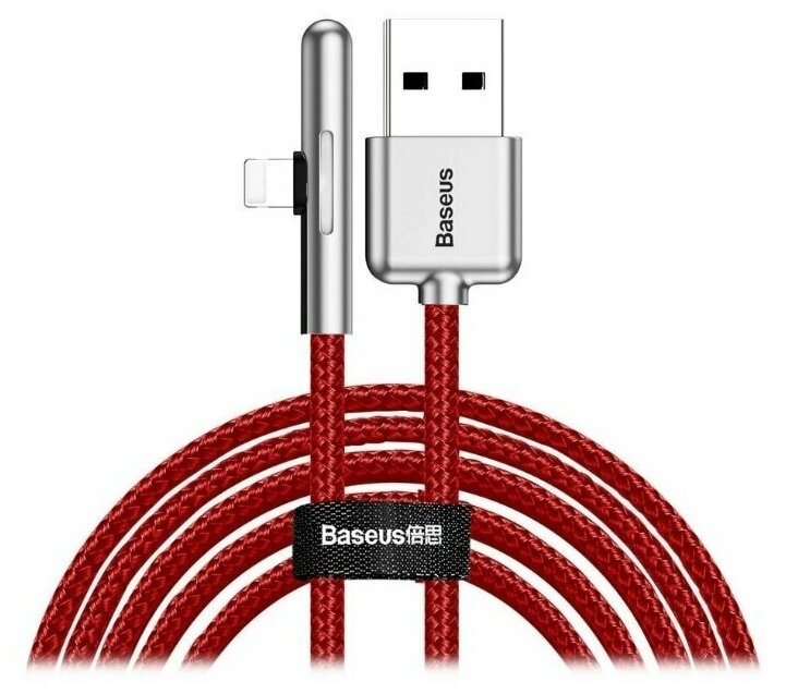 

Кабель USB 2.0(Am)-Lightning 30-pin(m), угловой, 2.4A, 1м, красный Baseus Iridescent Lamp (6953156292451), 0