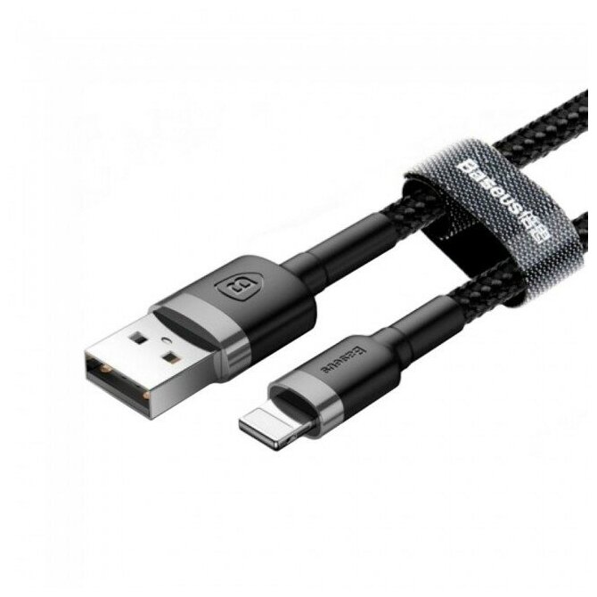 

Кабель USB-Lightning 8-pin, 2.4A, 50см, черный/серый Baseus Cafule (6953156274938)