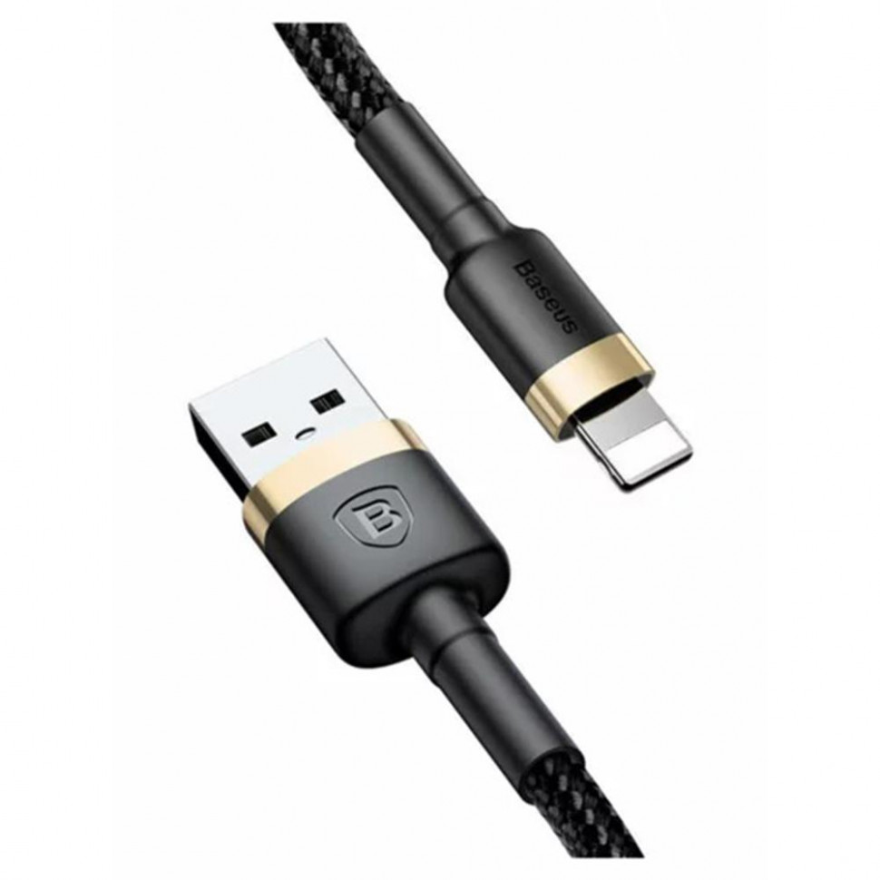 

Кабель USB 2.0(Am)-Lightning 8-pin(m), 1.5A, 2м, черный/золотой Baseus Cafule (6953156275034), 0