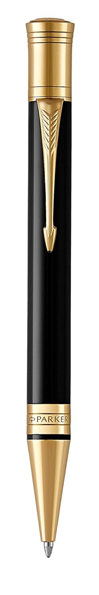 

Ручка шариковая автомат Parker Duofold Classic Black GT Fountain Pen, черный, латунь, позолота, смола эпоксидная, подарочная упаковка (CW1931386), Black GT Fountain Pen