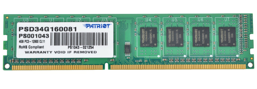 Память DDR3 DIMM 4Gb, 1600MHz Patriot Memory (PSD34G160081)