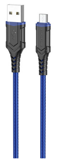 

Кабель USB-Micro USB, 2.4A, 1м, синий Borofone BX67 (6974443383393)