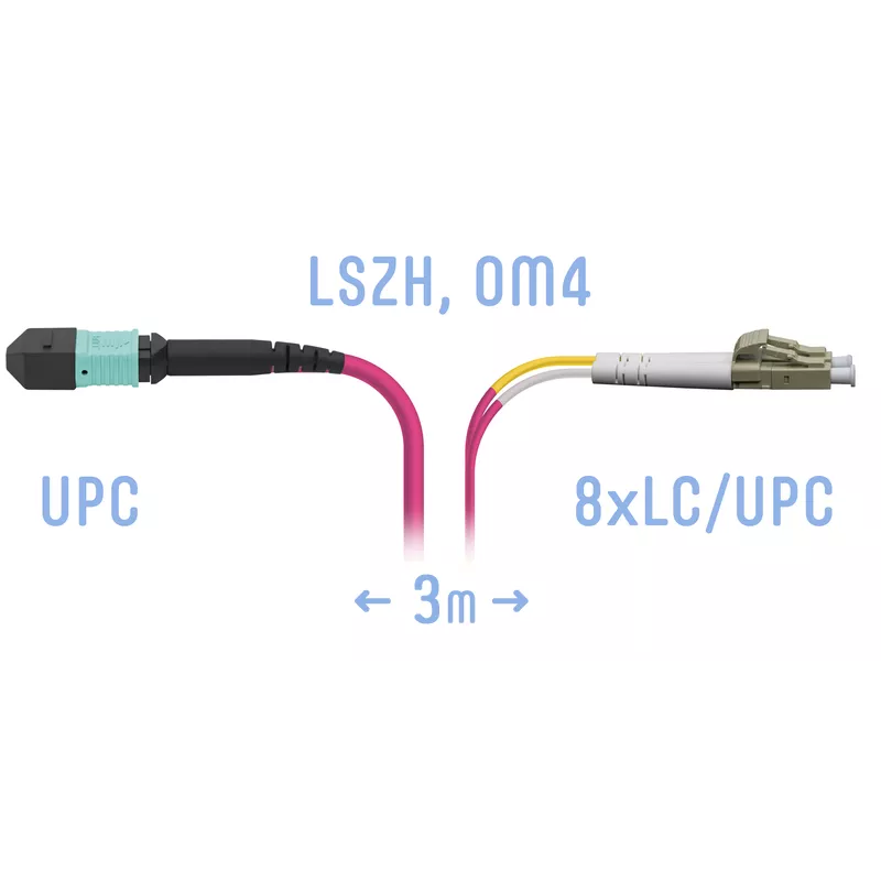 

Патч-корд оптический SNR, MPO/UPC-8xLC/UPC, многомодовый, 50/125, OM4, двойной, 3м, пурпурный (SNR-PC-MPO/UPC-8LC/UPC-DPX-MM4-3m), Розовый