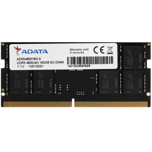 

Память DDR5 SODIMM 16Gb, 4800MHz, CL40, 1.1 В, ADATA (AD5S480016G-S) Retail, AD5S480016G-S