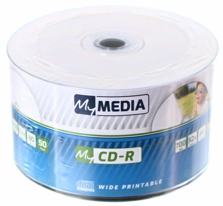 Диск MYMEDIA CD-R, 700Mb, 52x, Pack wrap, 50 шт, Printable (69206)