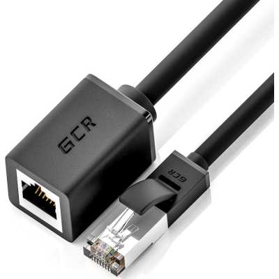 Патч-корд удлинитель FTP кат.6, 0.5м, RJ45-RJ45, черный, CU, экранированный, Greenconnect (GCR-51796)