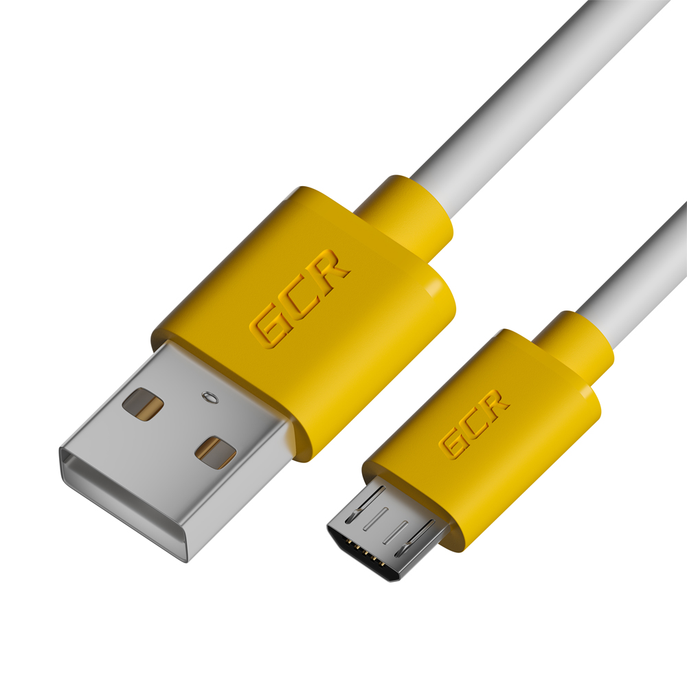 

Кабель USB-Micro USB, 3A быстрая зарядка, 1м, белый/желтый Greenconnect GCR-53221 (GCR-53221), GCR-53221