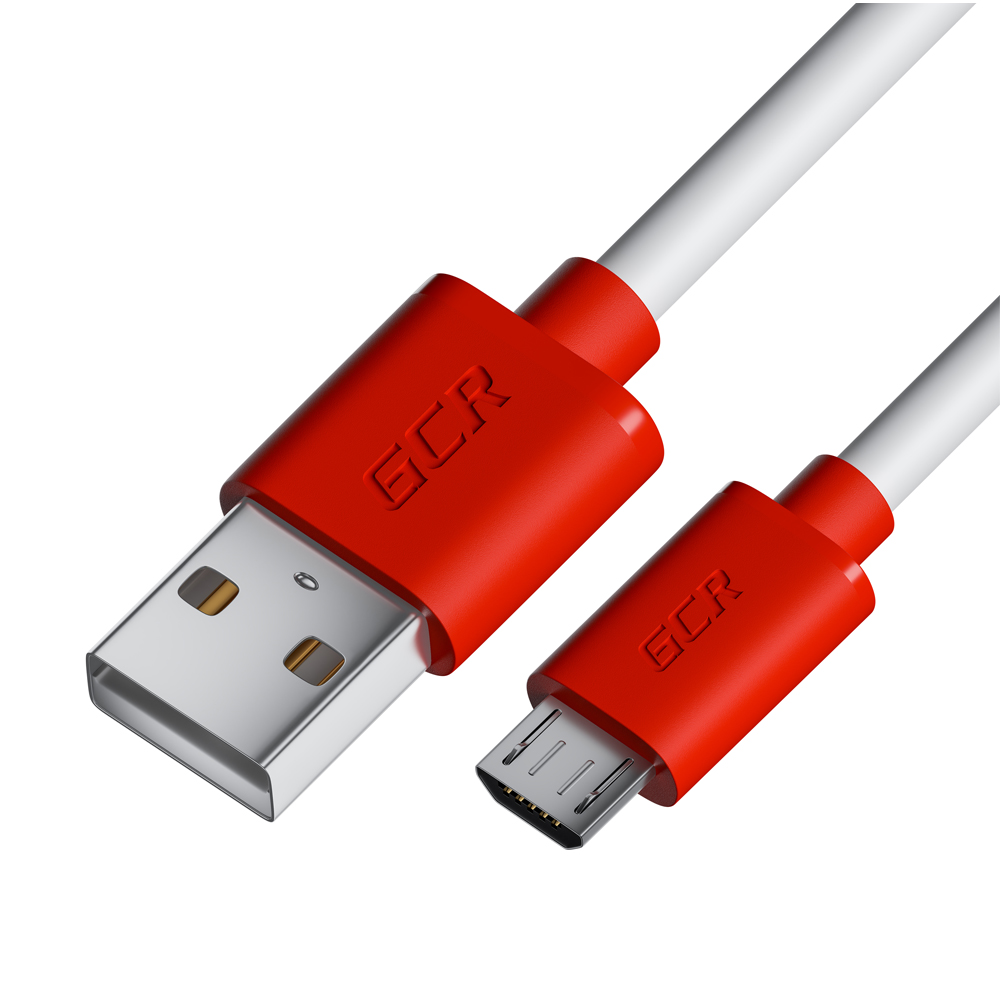 

Кабель USB-Micro USB, 3A быстрая зарядка, 2м, белый/красный Greenconnect GCR-53217 (GCR-53217), GCR-53217