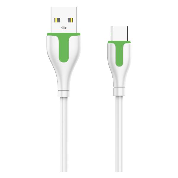 Кабель USB-USB Type-C, 2.1A, 2м, белый/зеленый LDNIO LS572 (LD_C3817)