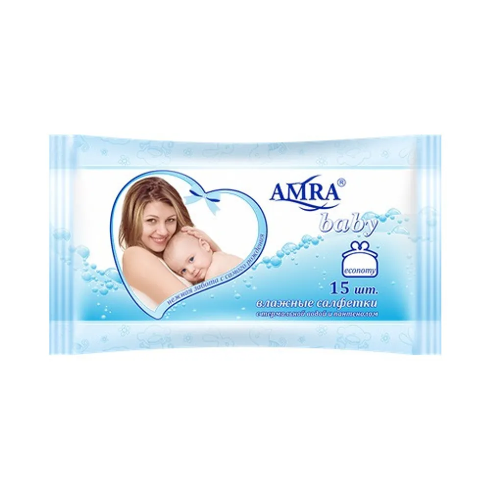 

Салфетки антисептические AMRA детские 15шт., детские