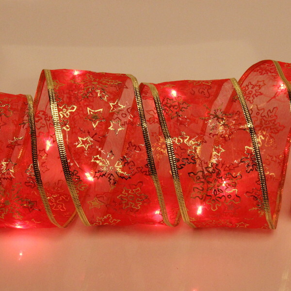 Гирлянда Серпантин Морозные снежинки светодиодная лента, ламп: 20 шт., 2 м x 6 см, от батареек, красный (00002900)