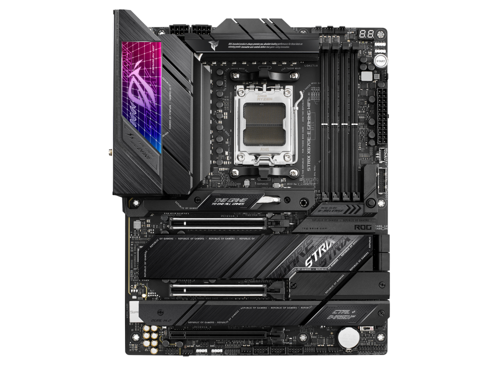 

Материнская плата ASUS ROG STRIX X670E-E GAMING WIFI, AM5, AMD X670, 4xDDR5 DIMM, 3PCI-Ex16, 4SATA3, 7.1-ch, 2.5GLAN, 12 USB 3.2, 4 USB Type-C, HDMI, DP, ATX, Retail, ROG STRIX X670E-E GAMING WIFI