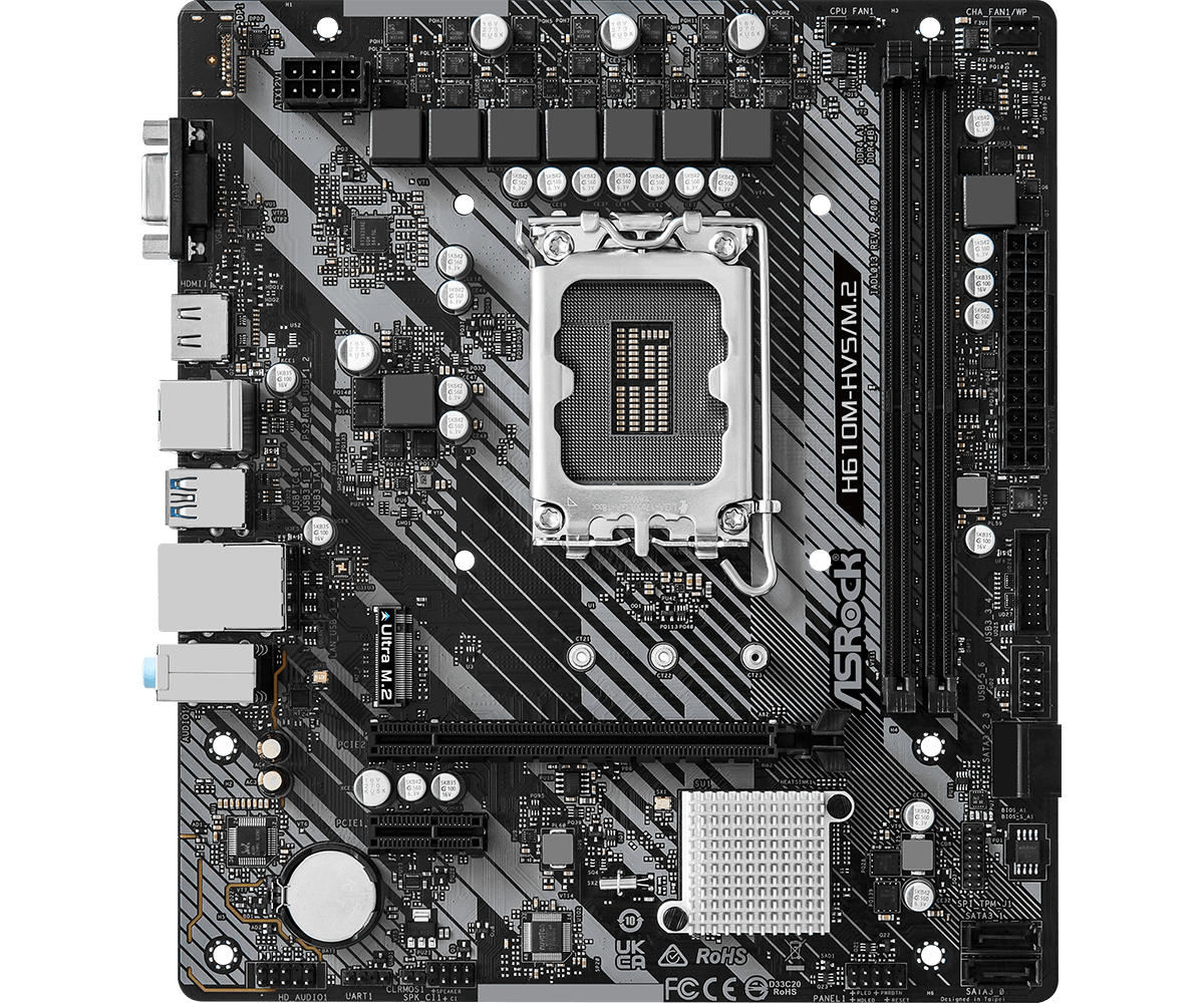Материнская плата ASRock H610M-HVS/M.2 R2.0, Socket1700, Intel H610, mATX