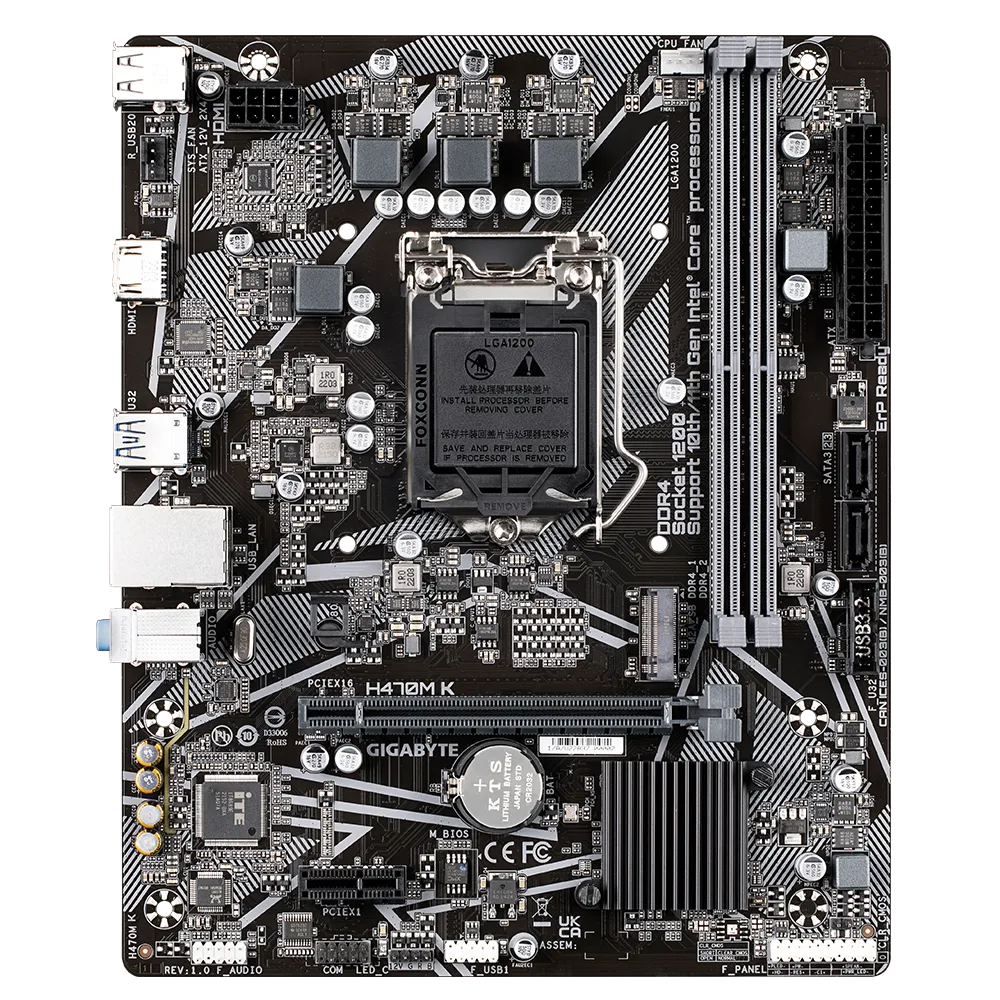 Материнская плата GIGABYTE H470M K, Socket1200, Intel H470, mATX