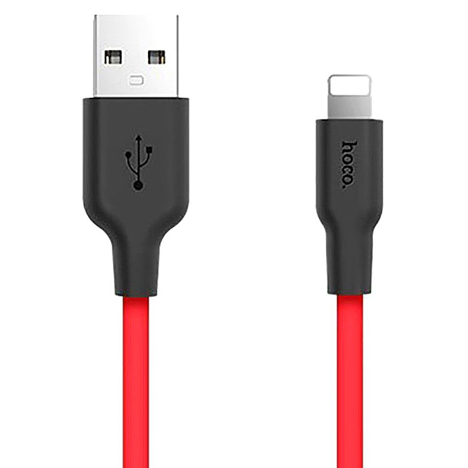 

Кабель Lightning 8-pin-USB, 2A, 1м, черный/красный HOCO X21 Silicone (85399), X21 Silicone