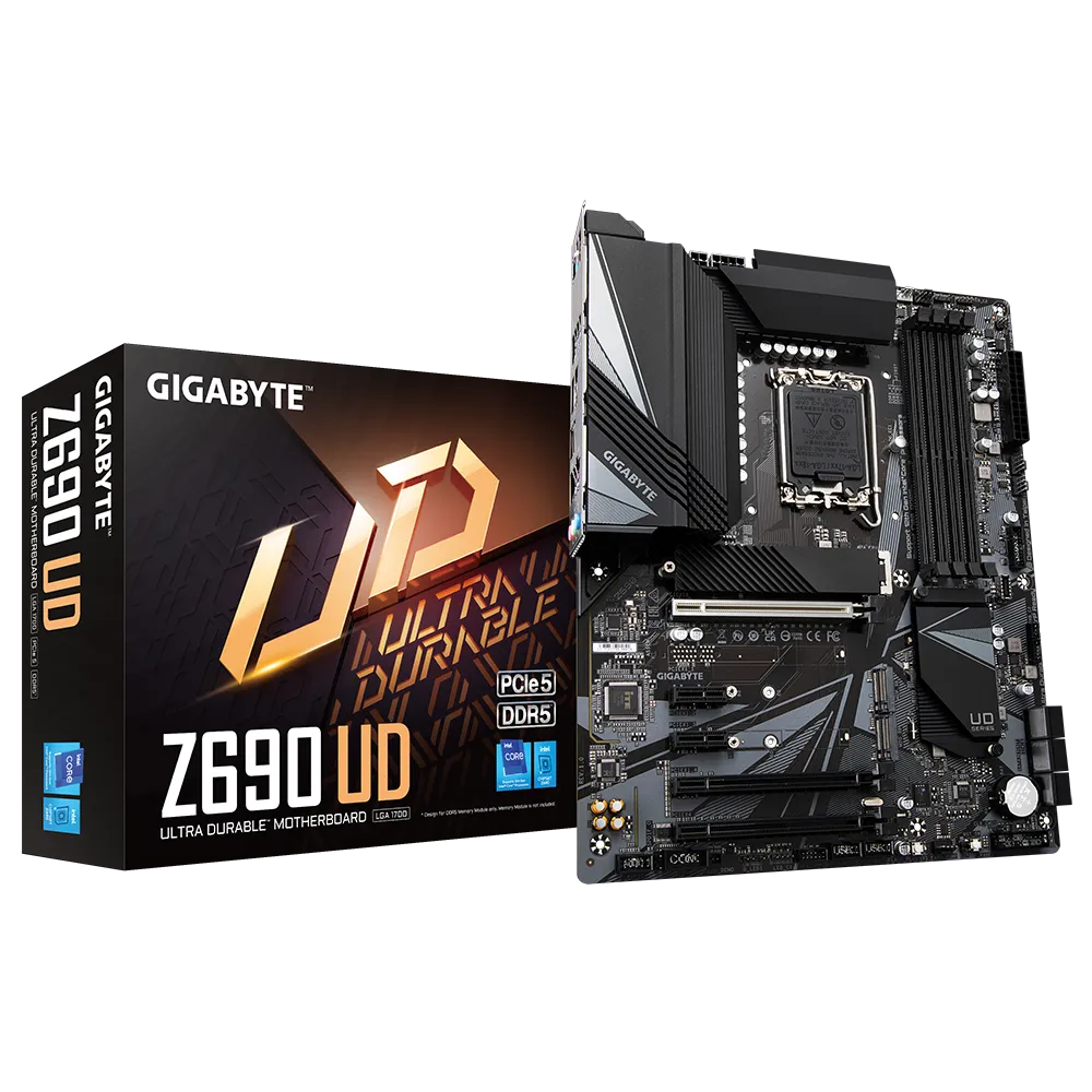 

Материнская плата GIGABYTE Z690 UD, Socket1700, Intel Z690, 4xDDR5 DIMM, 3PCI-Ex16, 6SATA3, 7.1-ch, 2.5GLAN, 7 USB 3.2, 2 USB Type-C, HDMI, DP, ATX, Retail, Z690 UD