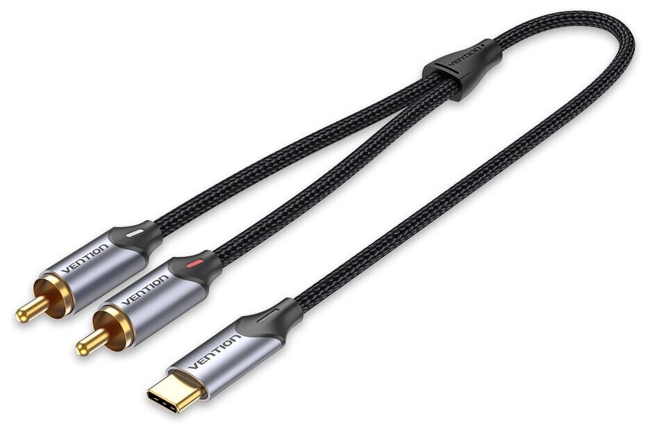 

Кабель-разветвитель USB Type-C(M)-2xRCA(M), 1.5м, черный/серебристый Vention (BGUHG)