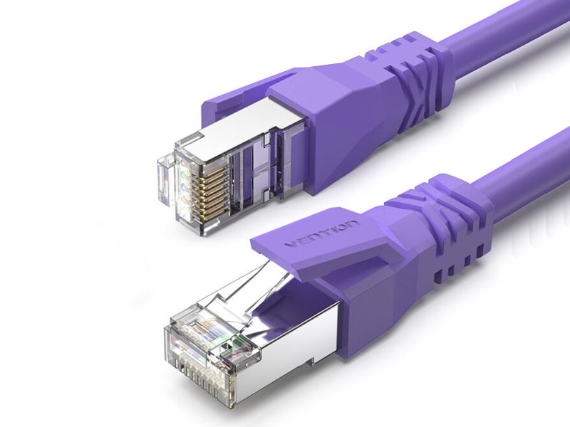 Патч-корд SFTP кат.6a, 0.3м, RJ45-RJ45, фиолетовый, экранированный, Vention (IBMVY)