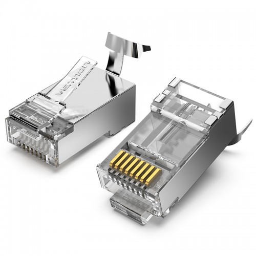

Коннектор RJ-45 8P8C категория 7, экранированный, вставка, 10шт., Vention (IDER0-10)
