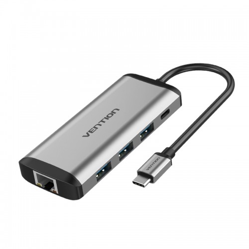 Многофункциональный адаптер Vention USB-C 9-in-1 Multifunctional Adapter, серый/черный