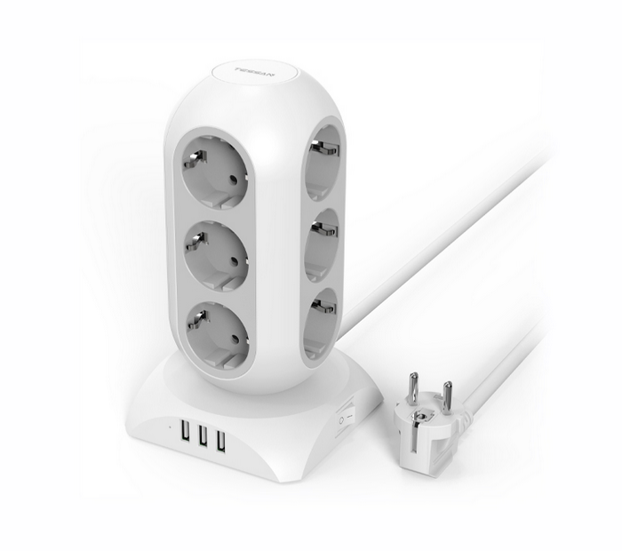

Сетевой фильтр Tessan TPS02-DE, 12, 3xUSB, 2 м, серый (4610121104103), TPS02-DE