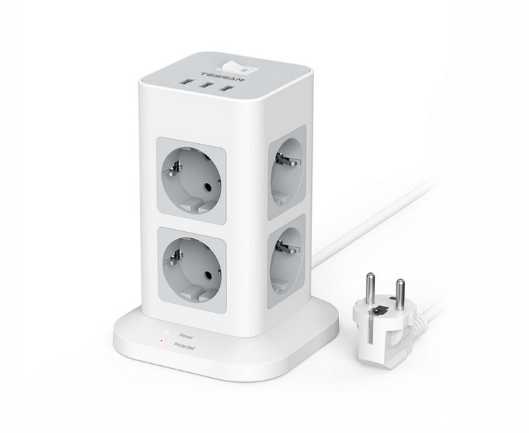 

Сетевой фильтр Tessan TPS03-DE, 8-розеток, 3xUSB, 2 м, серый (4610121104097), TPS03-DE