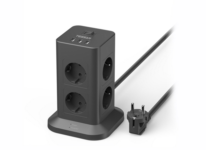 

Сетевой фильтр Tessan TPS03-DE, 8-розеток, 3xUSB, 2 м, черный (4610121104080), TPS03-DE